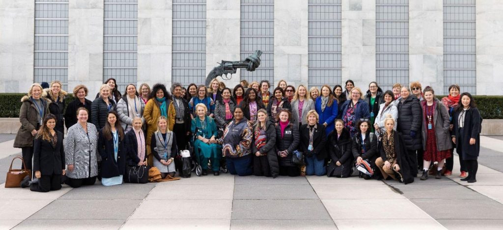 Shirley and Jaya with other Australian delegates to CSW67